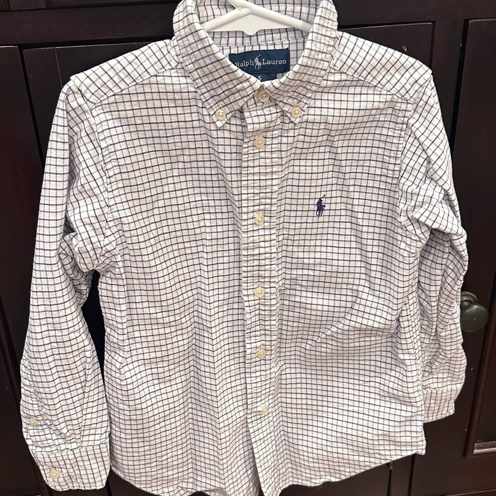 Ralph Lauren White and Navy Plaid Shirt
